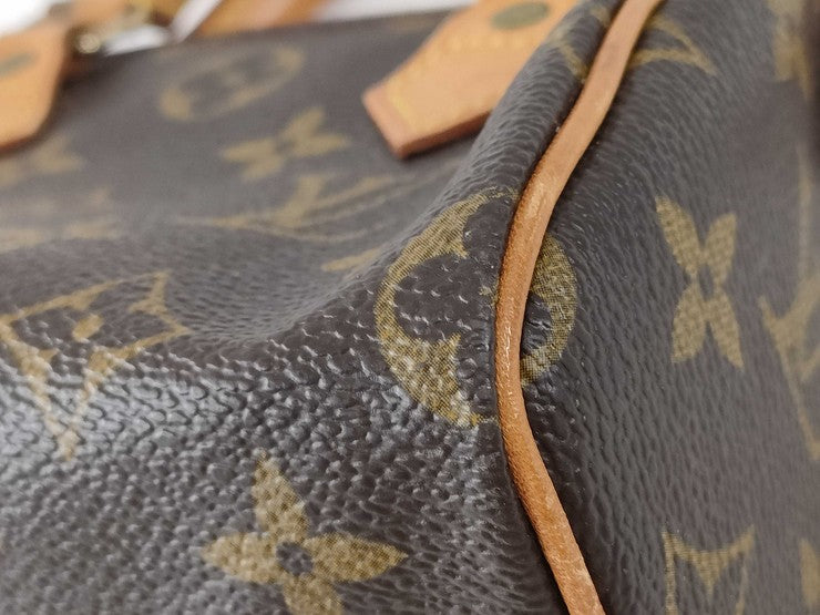 LOUIS VUITTON ルイヴィトン ハンドバッグ ナノスピーディ M81085 ブラウン系 モノグラム レディース ゴールド金具 美品