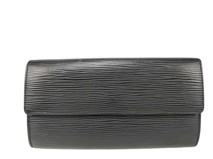 LOUIS VUITTON ルイヴィトン 長財布 ポルトモネ クレディ M63572 ブラック系 エピ ユニセックス 二つ折り ゴールド金具 美品