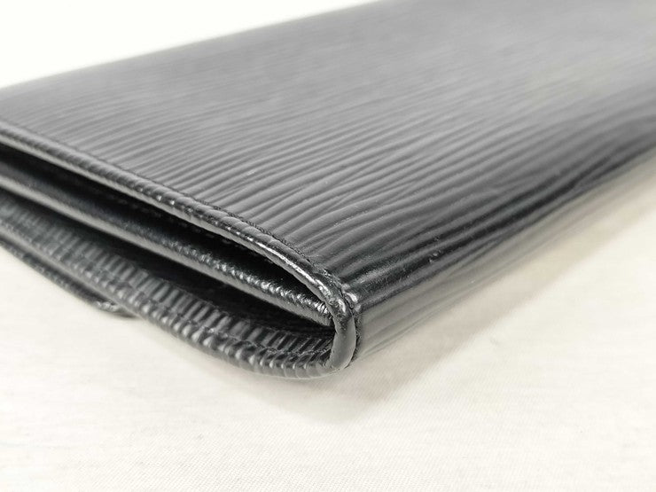 LOUIS VUITTON ルイヴィトン 長財布 ポルトモネ クレディ M63572 ブラック系 エピ ユニセックス 二つ折り ゴールド金具 美品