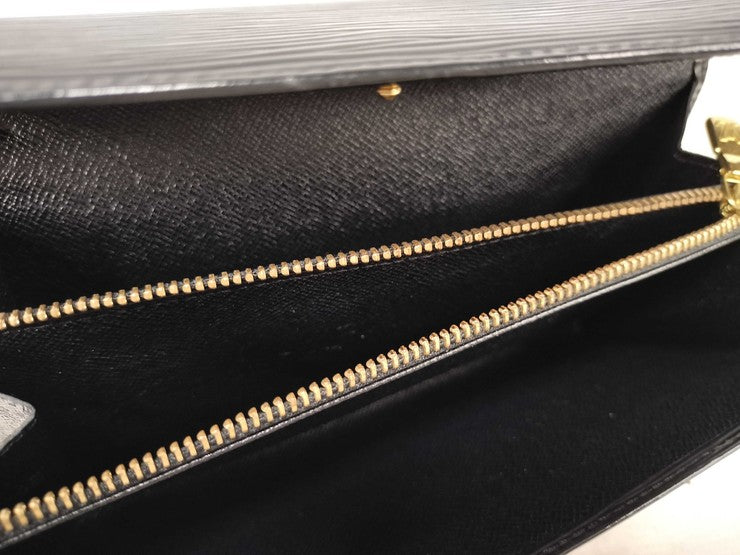 LOUIS VUITTON ルイヴィトン 長財布 ポルトモネ クレディ M63572 ブラック系 エピ ユニセックス 二つ折り ゴールド金具 美品