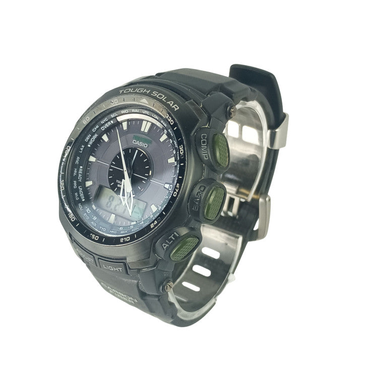 CASIO カシオ 時計 PRO TREK プロトレック PRW-S5100-1JF グレー ブラック系 樹脂 ステンレススチール メンズ アナデジ ソーラー電波 美品