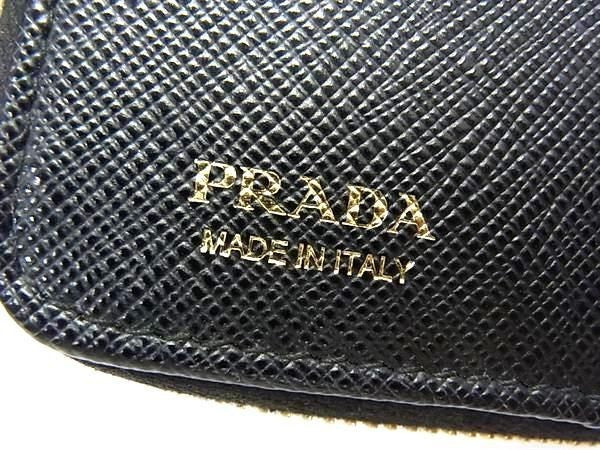 PRADA プラダ 二つ折り財布 コンパクトウォレット 1ML036 ブラック系 サフィアーノレザー レディース ゴールド金具 美品