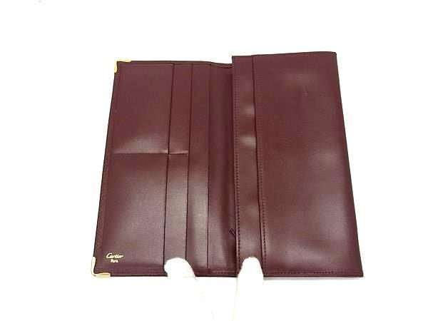CARTIER カルティエ 長財布 マストライン ボルドー系 レザー ユニセックス ゴールド金具 二つ折り財布 美品
