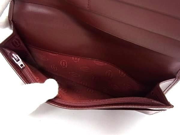 CARTIER カルティエ 長財布 マストライン ボルドー系 レザー ユニセックス ゴールド金具 二つ折り財布 美品