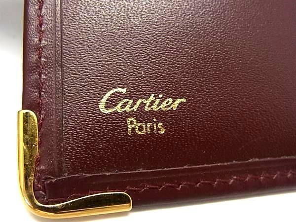 CARTIER カルティエ 長財布 マストライン ボルドー系 レザー ユニセックス ゴールド金具 二つ折り財布 美品