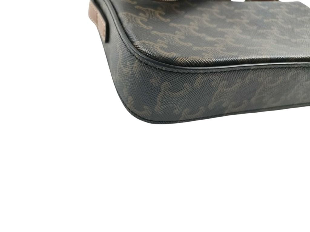 CELINE セリーヌ ショルダーバッグ クロード トリオンフ ショルダーバッグ 194142 ブラウン ブラック系 PVC レザー レディース ゴールド金具 美品