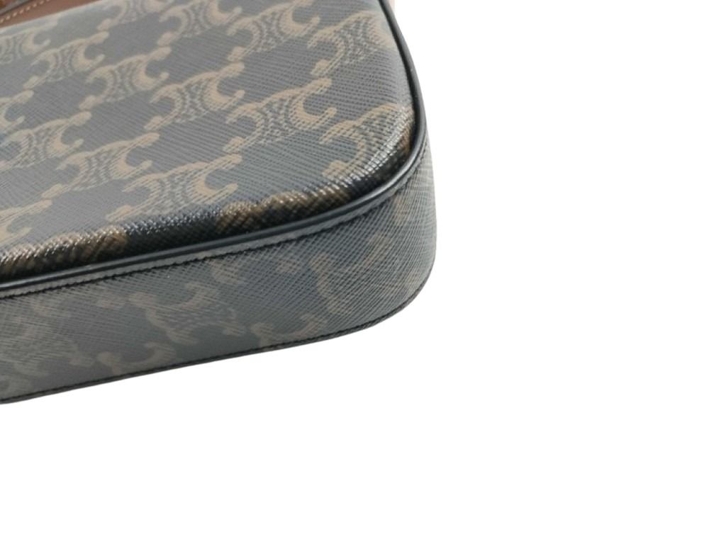CELINE セリーヌ ショルダーバッグ クロード トリオンフ ショルダーバッグ 194142 ブラウン ブラック系 PVC レザー レディース ゴールド金具 美品