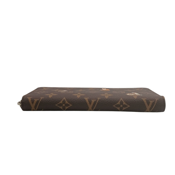LOUIS VUITTON ルイヴィトン 長財布 フォレスト ジッピーウォレット ホリゾンタル M27226 ブラウン モノグラム ユニセックス ラウンドファスナー アニマル柄 シルバー金具 美品
