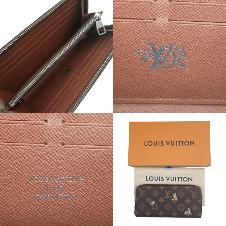 LOUIS VUITTON ルイヴィトン 長財布 フォレスト ジッピーウォレット ホリゾンタル M27226 ブラウン モノグラム ユニセックス ラウンドファスナー アニマル柄 シルバー金具 美品