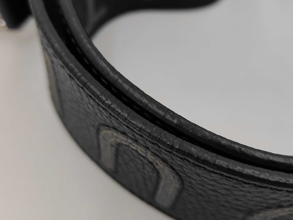 LOUIS VUITTON ルイヴィトン ショルダーストラップ J02392 ブラック グレー系 トリヨンレザー ユニセックス シルバー金具 ロゴ