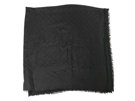 LOUIS VUITTON ルイヴィトン ショール ショール・モノグラム M71329 ブラック系 シルク60％ ウール40％ レディース 美品
