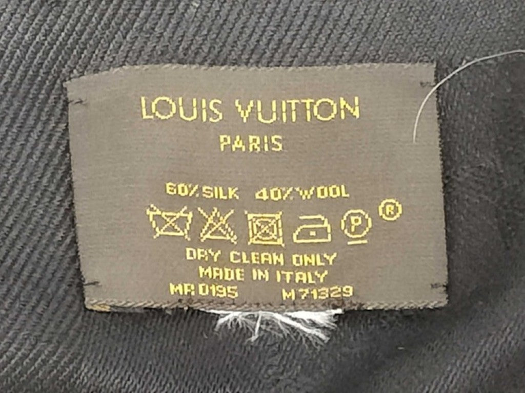 LOUIS VUITTON ルイヴィトン ショール ショール・モノグラム M71329 ブラック系 シルク60％ ウール40％ レディース 美品