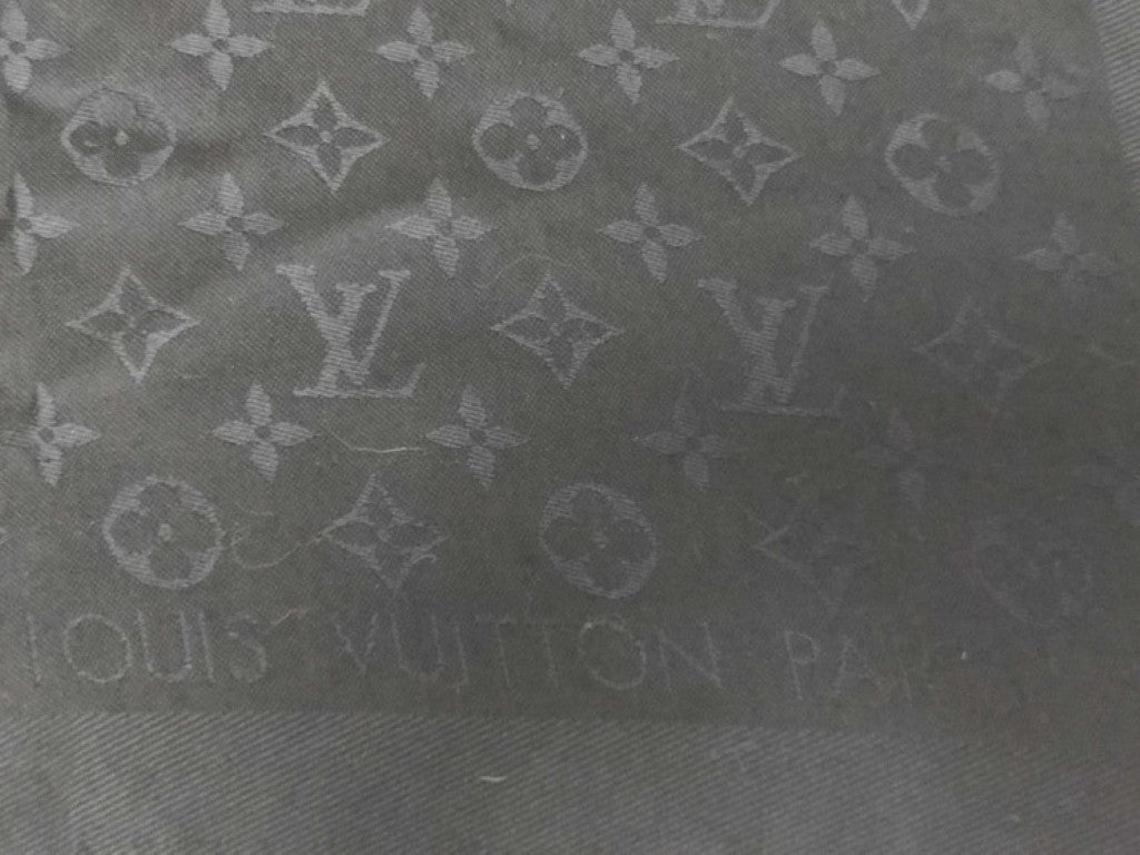LOUIS VUITTON ルイヴィトン ショール ショール・モノグラム M71329 ブラック系 シルク60％ ウール40％ レディース 美品