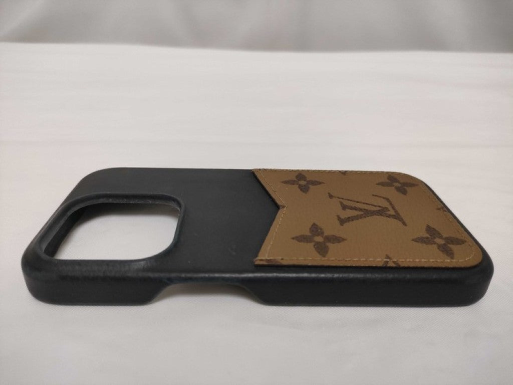 LOUIS VUITTON ルイヴィトン スマートフォンケース バンパー iPhone15Pro M82889 ブラウン ブラック系 モノグラムリバース ユニセックス 美品