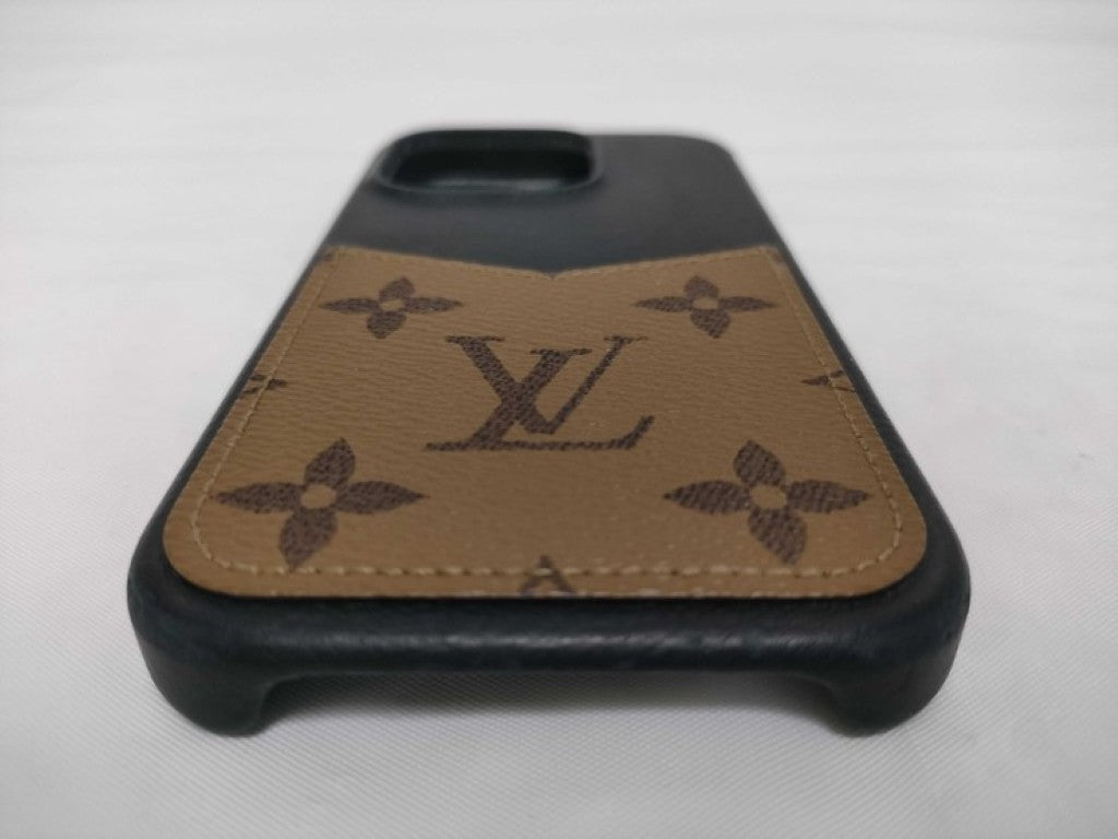 LOUIS VUITTON ルイヴィトン スマートフォンケース バンパー iPhone15Pro M82889 ブラウン ブラック系 モノグラムリバース ユニセックス 美品