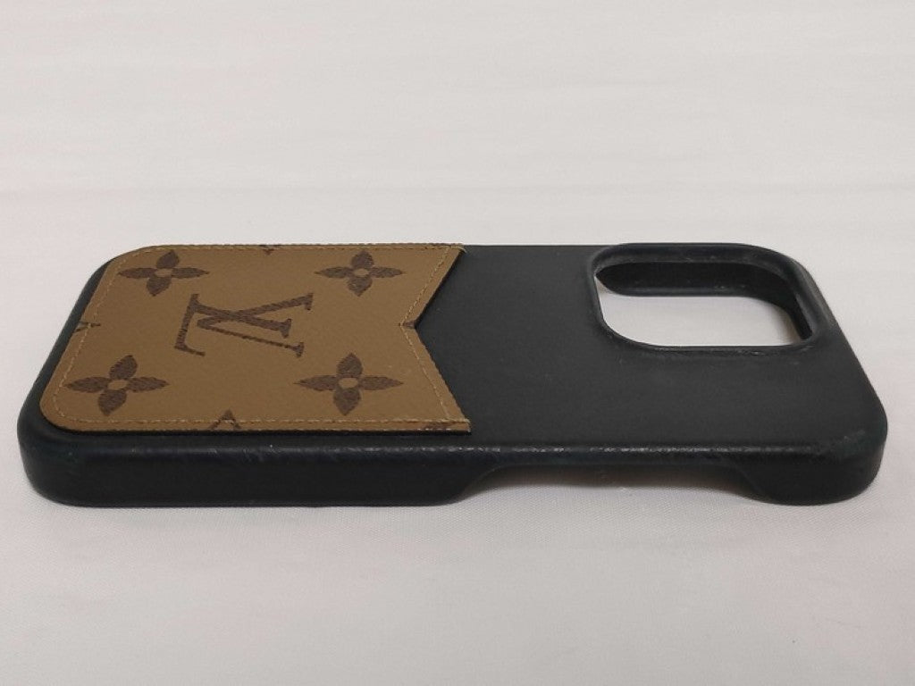 LOUIS VUITTON ルイヴィトン スマートフォンケース バンパー iPhone15Pro M82889 ブラウン ブラック系 モノグラムリバース ユニセックス 美品