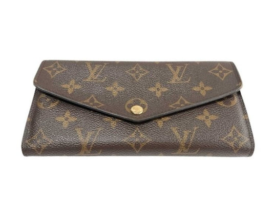 LOUIS VUITTON ルイヴィトン 長財布 ポルト フォイユ サラ M62234 ブラウン フューシャ系 モノグラム レディース 二つ折り 美品