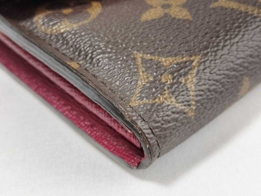 LOUIS VUITTON ルイヴィトン 長財布 ポルト フォイユ サラ M62234 ブラウン フューシャ系 モノグラム レディース 二つ折り 美品