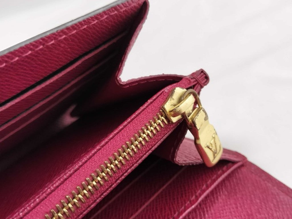 LOUIS VUITTON ルイヴィトン 長財布 ポルト フォイユ サラ M62234 ブラウン フューシャ系 モノグラム レディース 二つ折り 美品