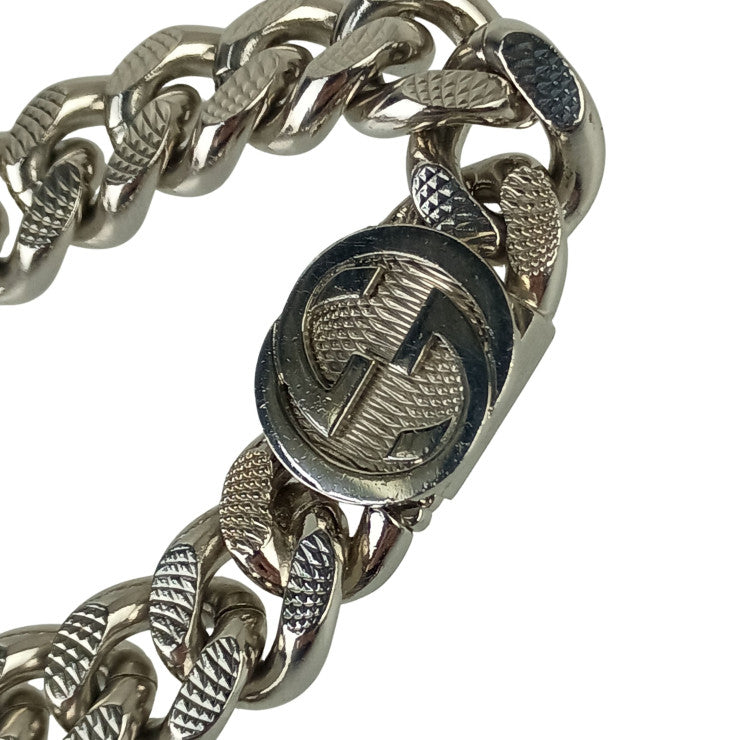 GUCCI グッチ ネックレス インターロッキングG スクリプトロゴ チョーカー 675769 シルバー系 メタル ユニセックス 喜平 美品