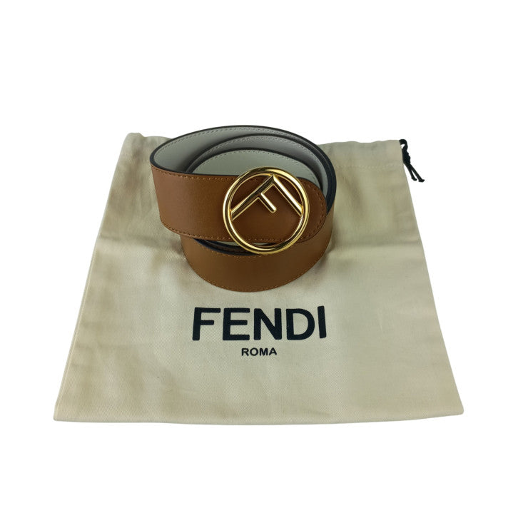 FENDI フェンディ ベルト エフイズ ブラウン系 レザー レディース リバーシブル ゴールド金具 美品