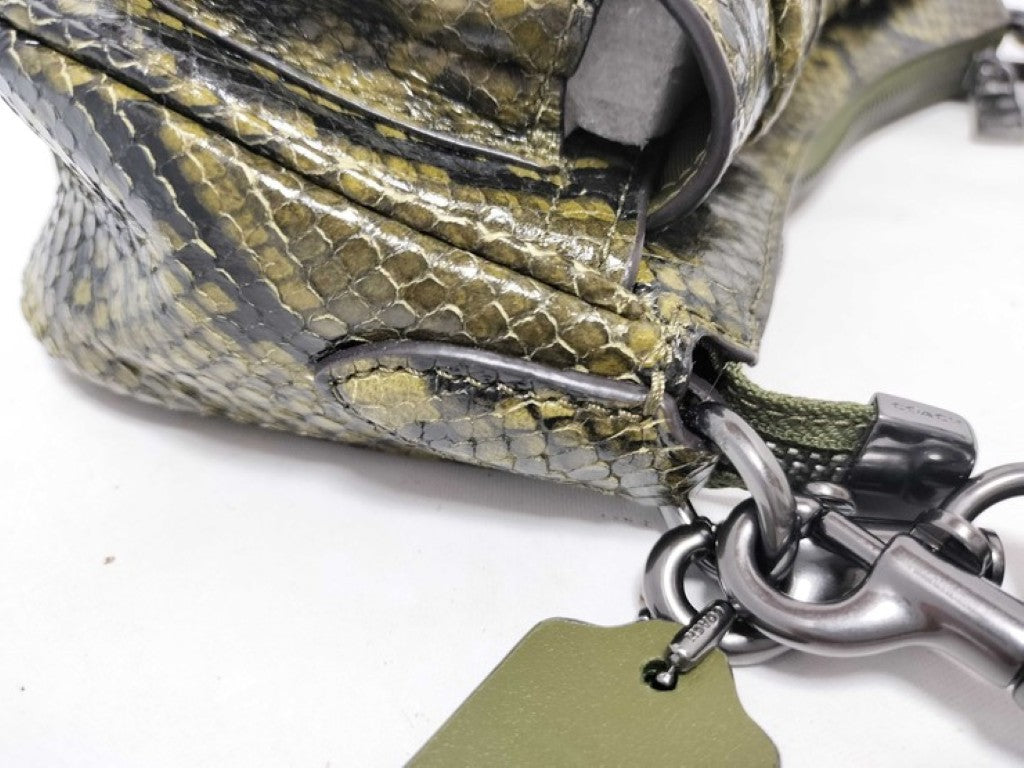 COACH コーチ ハンドバッグ CCE38 グリーン系 パイソン レディース 2WAY ショルダーバッグ 新品未使用展示品