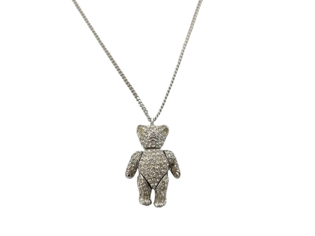 Dior ディオール ネックレス ベアーモチーフ シルバー系 メタル ラインストーン レディース 美品