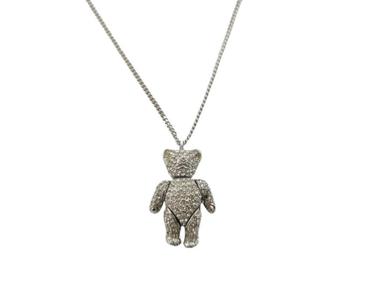 Dior ディオール ネックレス ベアーモチーフ シルバー系 メタル ラインストーン レディース 美品