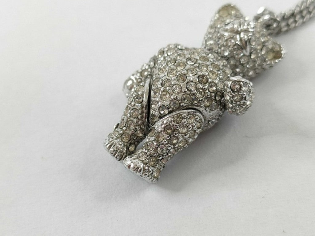 Dior ディオール ネックレス ベアーモチーフ シルバー系 メタル ラインストーン レディース 美品
