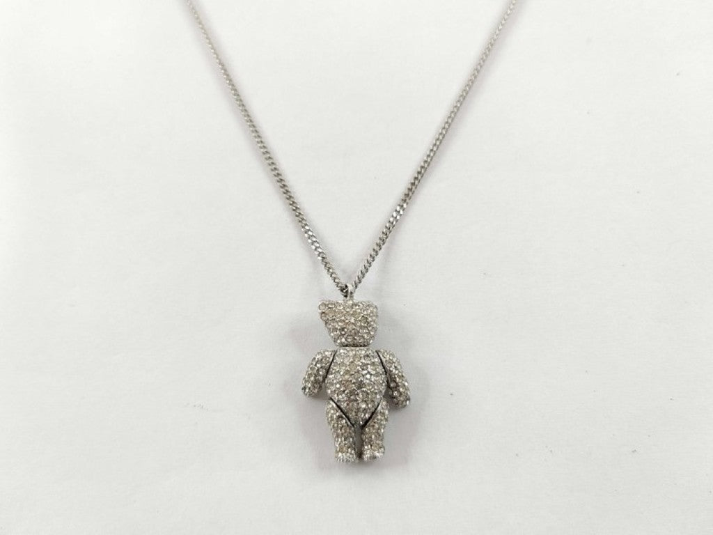 Dior ディオール ネックレス ベアーモチーフ シルバー系 メタル ラインストーン レディース 美品