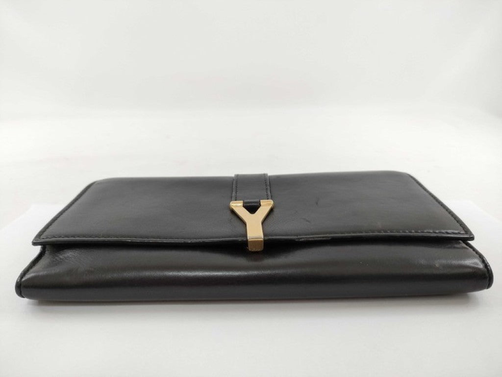 Saint Laurent サンローラン 長財布 Yライン 314995 ブラウン系 レザー レディース 二つ折り ゴールド金具 美品