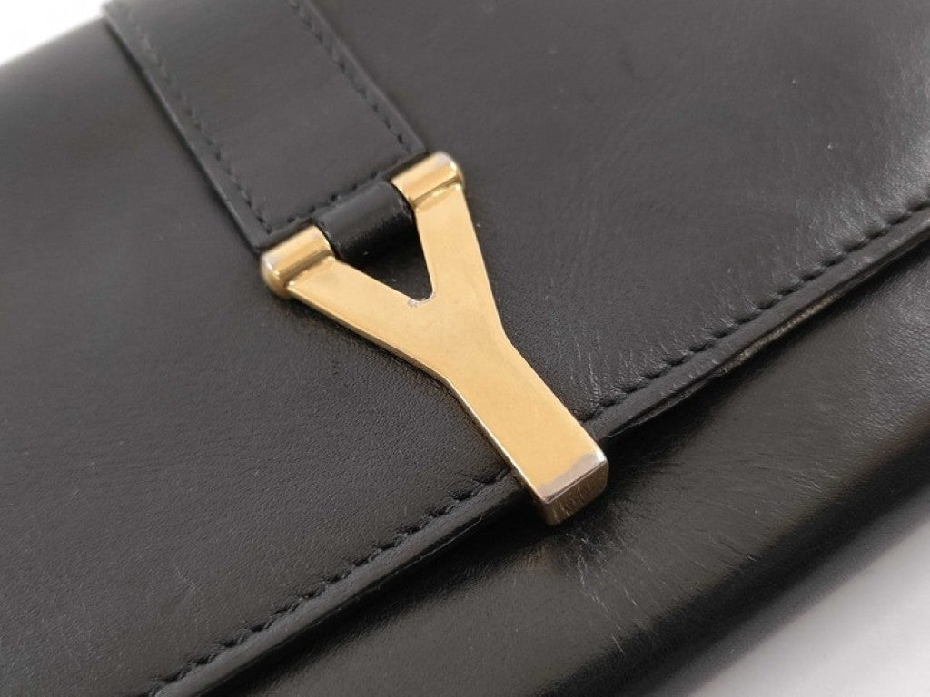 Saint Laurent サンローラン 長財布 Yライン 314995 ブラウン系 レザー レディース 二つ折り ゴールド金具 美品