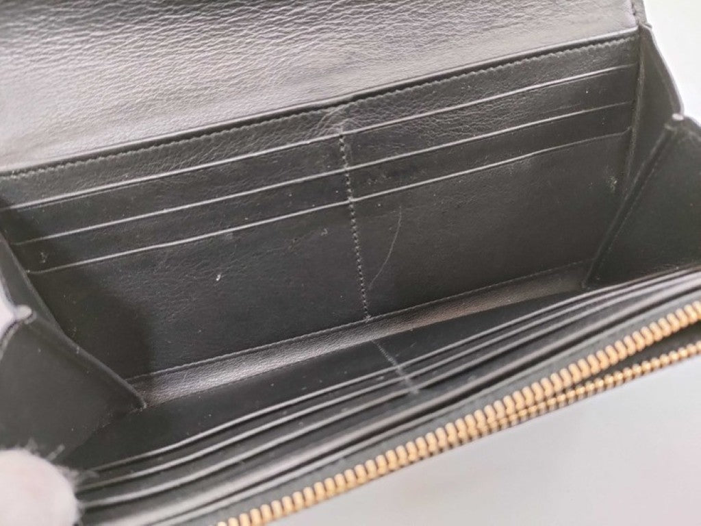 Saint Laurent サンローラン 長財布 Yライン 314995 ブラウン系 レザー レディース 二つ折り ゴールド金具 美品