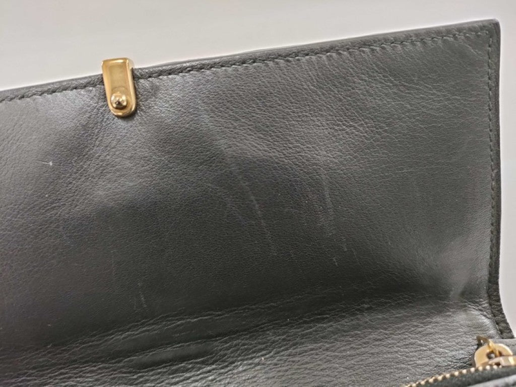 Saint Laurent サンローラン 長財布 Yライン 314995 ブラウン系 レザー レディース 二つ折り ゴールド金具 美品