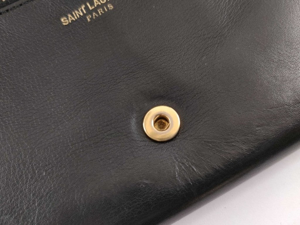 Saint Laurent サンローラン 長財布 Yライン 314995 ブラウン系 レザー レディース 二つ折り ゴールド金具 美品