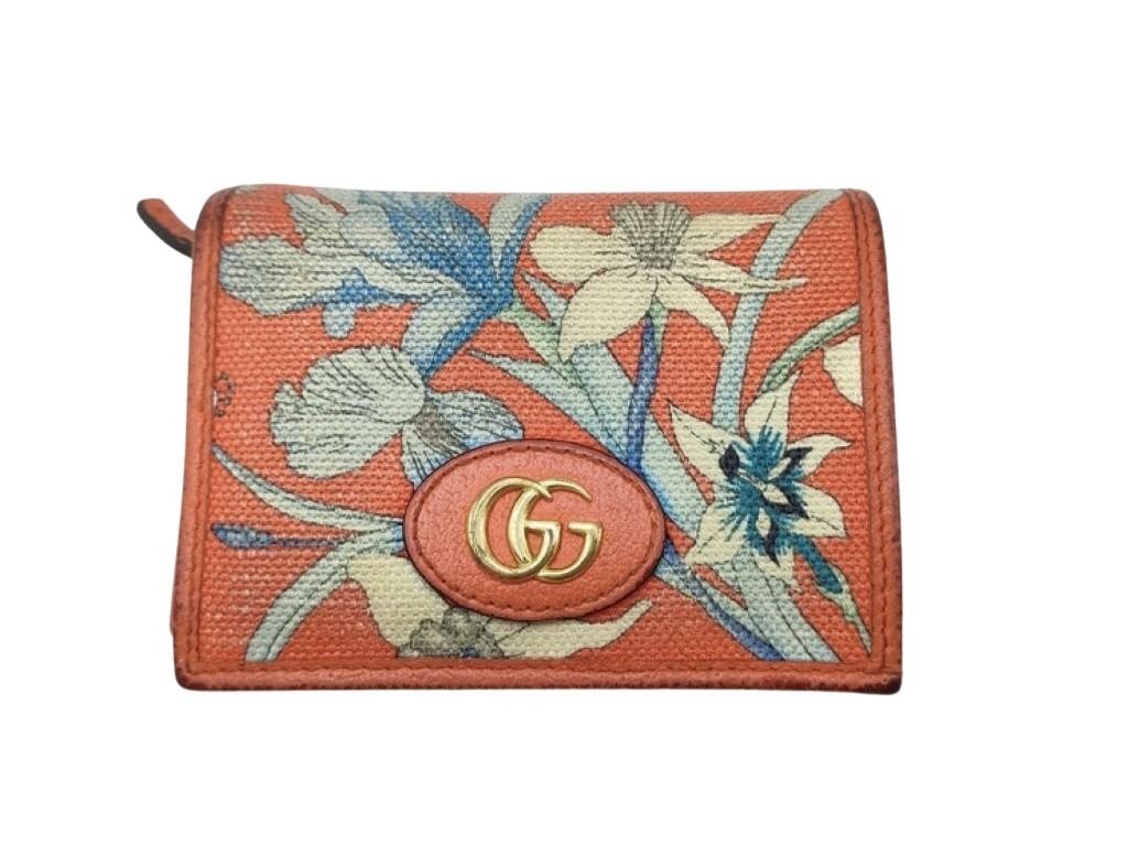 GUCCI グッチ 二つ折り財布 GGマーモント フローラ 577347 マルチカラー系 キャンバス レザー レディース 限定品 ゴールド金具