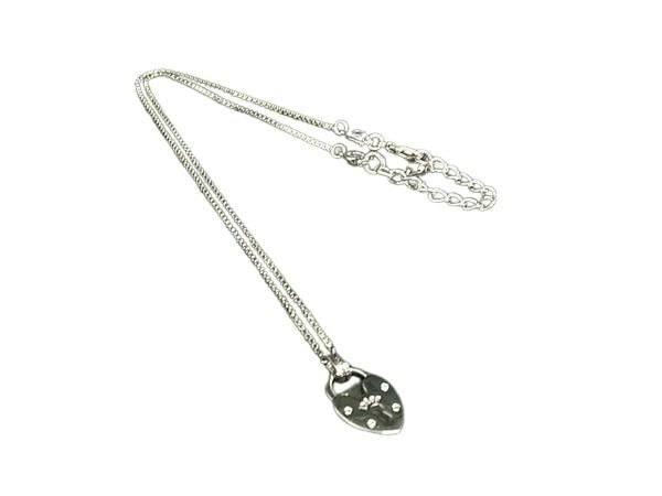 Christian Dior ディオール ネックレス ハート カデナ シルバー系 メタル ラインストーン レディース パドロック 南京錠モチーフ 超美品