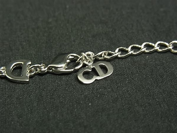 Christian Dior ディオール ネックレス ハート カデナ シルバー系 メタル ラインストーン レディース パドロック 南京錠モチーフ 超美品