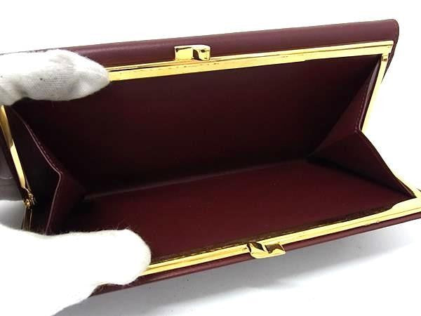 Cartier カルティエ 長財布 マストライン L3000002 ボルドー系 カーフレザー レディース がま口 三つ折り ゴールド金具 超美品