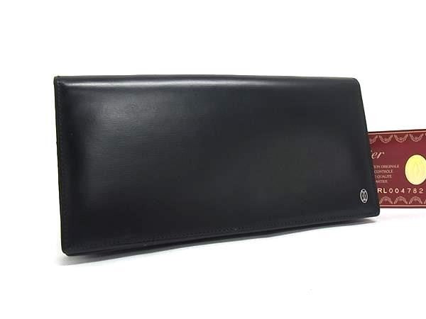 Cartier カルティエ 長財布 パシャ Ｌ3000440 ブラック系 カーフレザー メンズ 二つ折り財布 美品