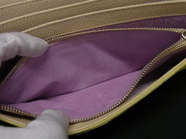 BVLGARI ブルガリ 長財布 コンパートメント長財布 イエロー系 ハラコ レディース 二つ折り財布 美品