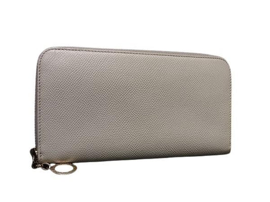 BVLGARI ブルガリ 長財布 ブルガリブルガリ ジップウォレット 282435 アイボリー系 レザー レディース ラウンドファスナー ゴールド金具 美品
