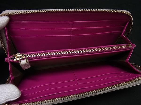 BVLGARI ブルガリ 長財布 ブルガリブルガリ ジップウォレット 282435 アイボリー系 レザー レディース ラウンドファスナー ゴールド金具 美品