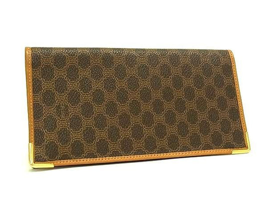 CELINE セリーヌ 長財布 マカダム柄 ブラウン系 PVC×レザー ユニセックス 二つ折り財布 美品
