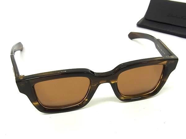SALVATORE FERRAGAMO フェラガモ サングラス スクエアサングラス SF1064S ブラウン系 プラスチック レディース べっ甲調 美品