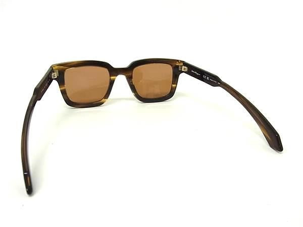SALVATORE FERRAGAMO フェラガモ サングラス スクエアサングラス SF1064S ブラウン系 プラスチック レディース べっ甲調 美品