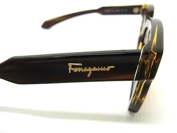 SALVATORE FERRAGAMO フェラガモ サングラス スクエアサングラス SF1064S ブラウン系 プラスチック レディース べっ甲調 美品