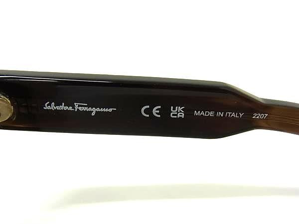 SALVATORE FERRAGAMO フェラガモ サングラス スクエアサングラス SF1064S ブラウン系 プラスチック レディース べっ甲調 美品