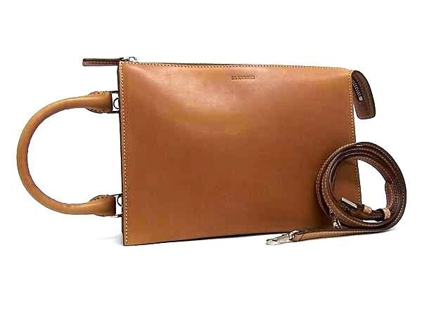 JIL SANDER ジルサンダー ハンドバッグ トゥーティー スモール キャメル系 カーフレザー レディース 2WAY ショルダーバッグ 美品