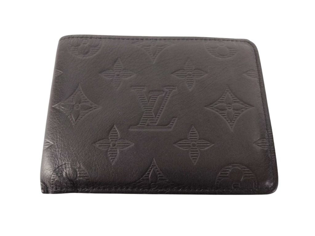 LOUIS VUITTON ルイヴィトン 二つ折り財布 ポルトフォイユ・ミュルティプル M62901 ブラック系 モノグラムシャドウ メンズ 美品